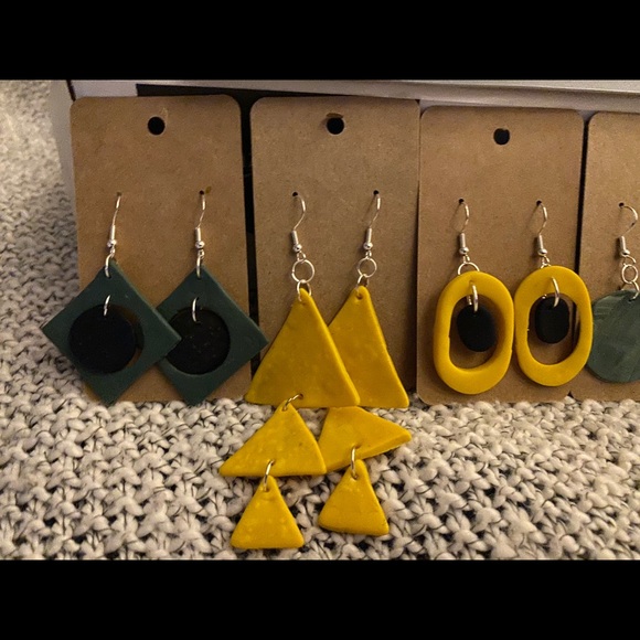 Handmade Reverse Pine Series 1, Clay Earrings - Picture 6 of 7